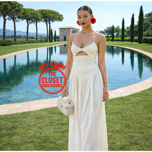 ZARA Blogger Fave Asymmetric Hem Midi Dress NWT Ecru